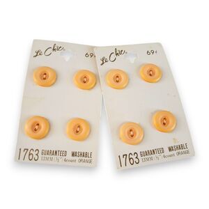 Vintage LeChic Peach Buttons NOS, 1/2" (13mm), 8 Total, Japan, Beveled Round